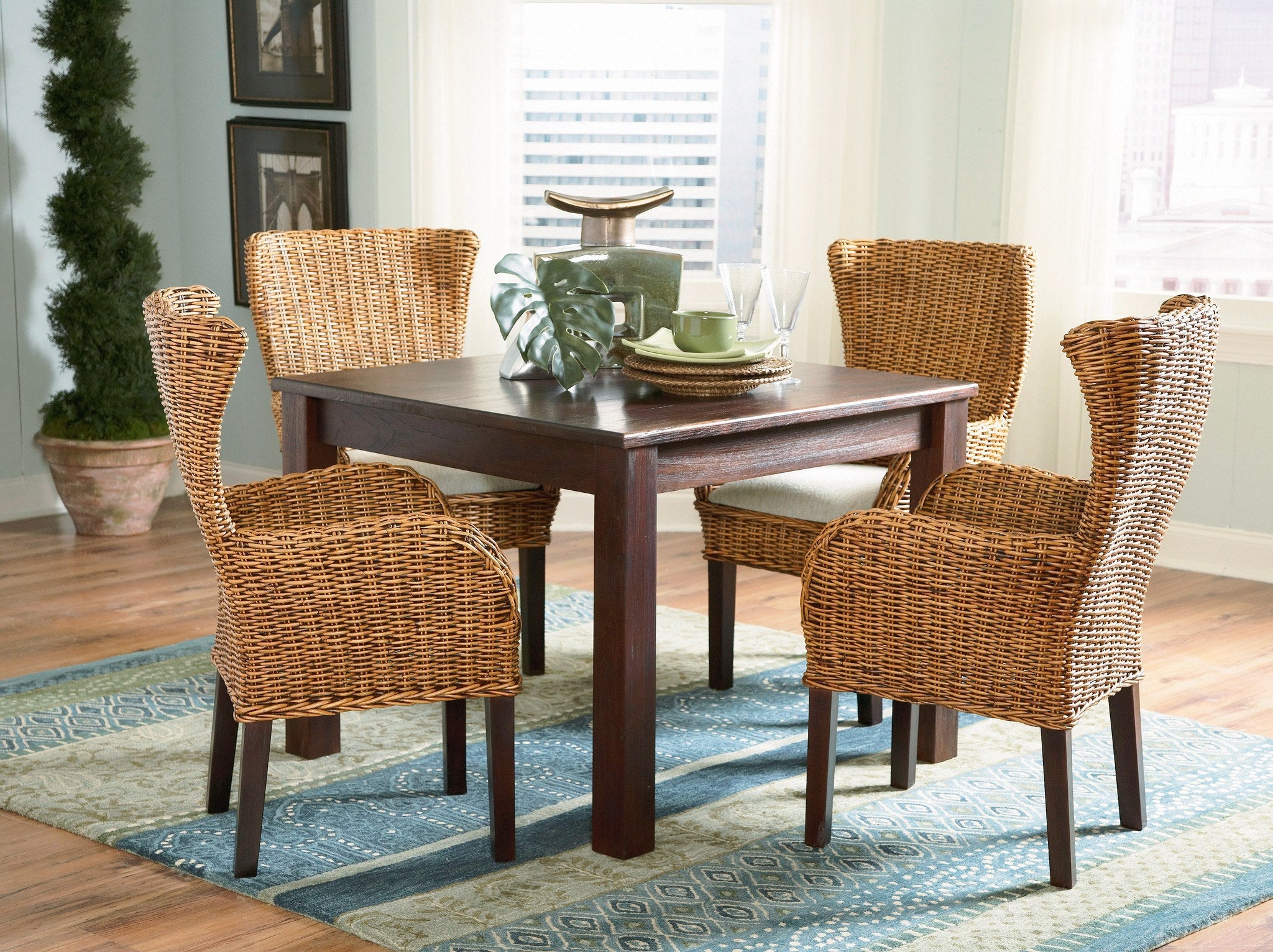 Designer Wicker Clarissa Porch Dining Arm Chair Rattan Imports