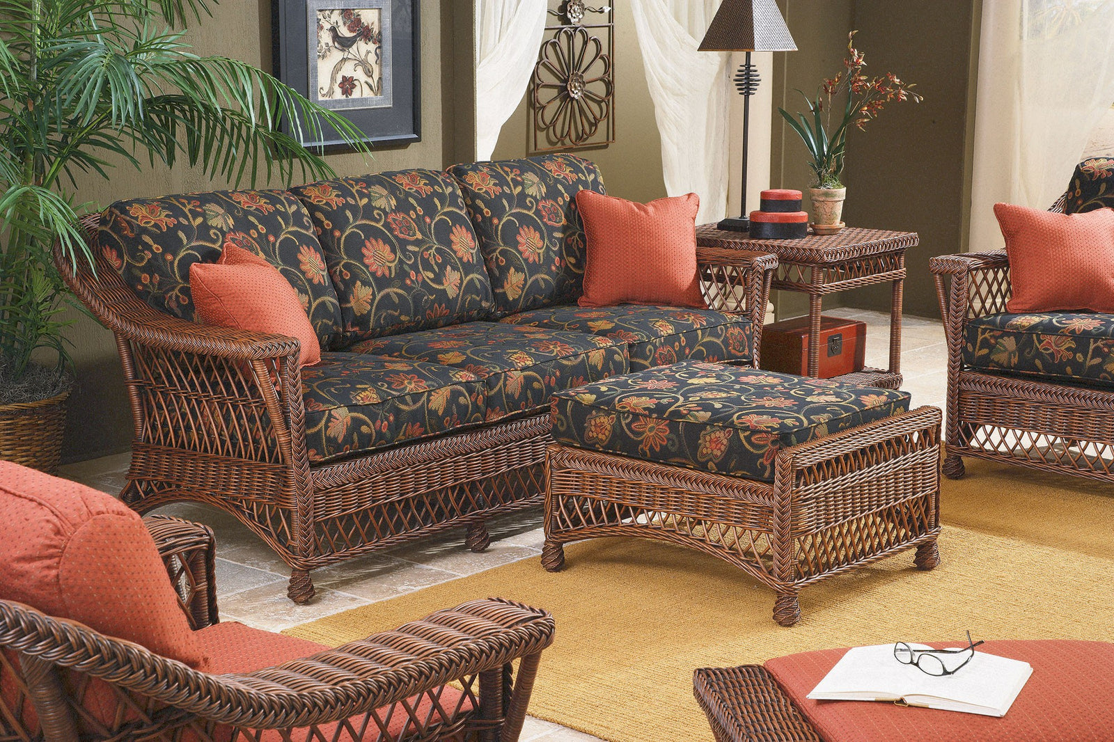 Designer Wicker & Rattan By Tribor Ottoman Designer Wicker by Tribor Bar Harbor Sectional Ottoman