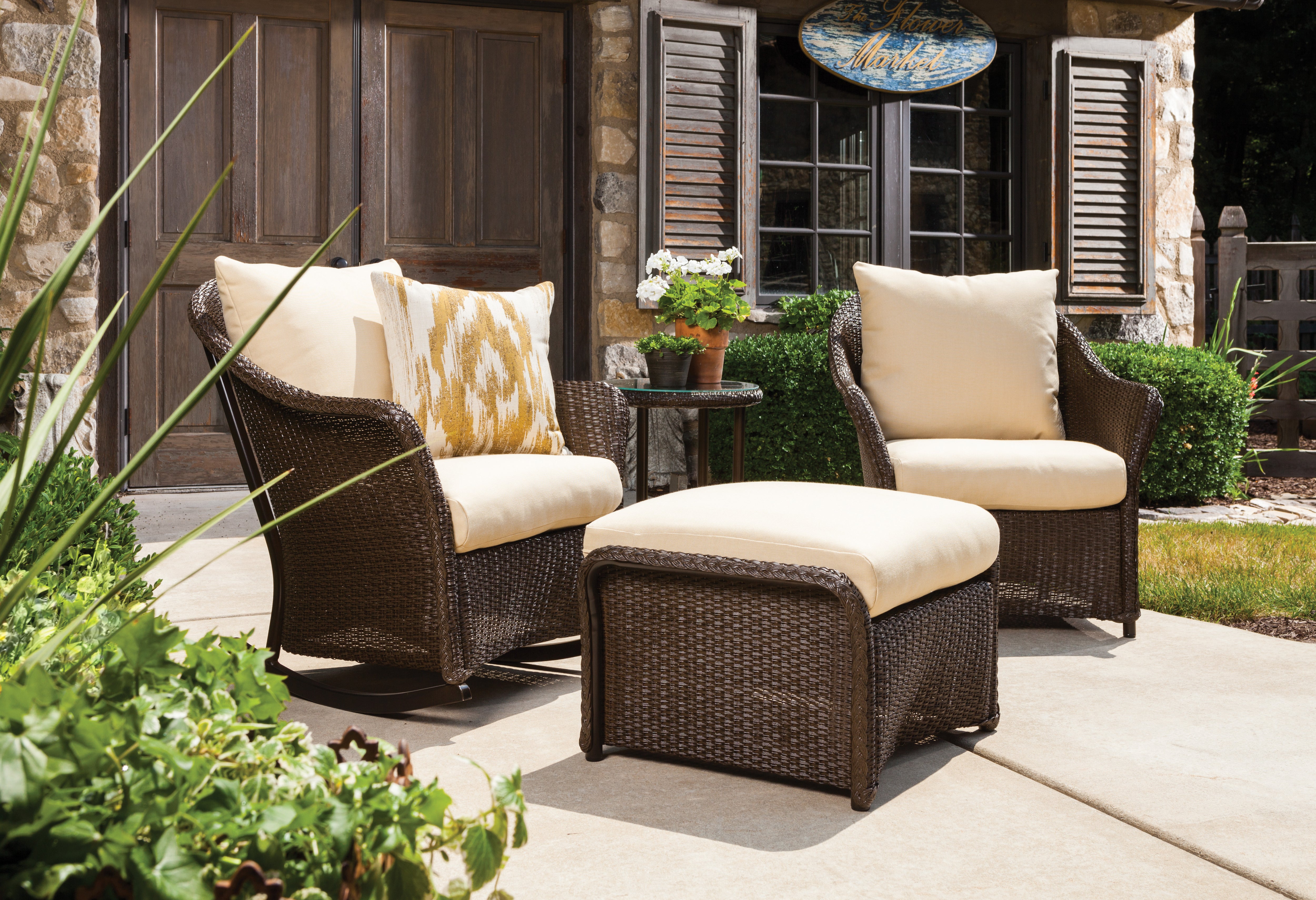 Lloyd Flanders Weekend Retreat Woven Ottoman FOR SALE Rattan Imports