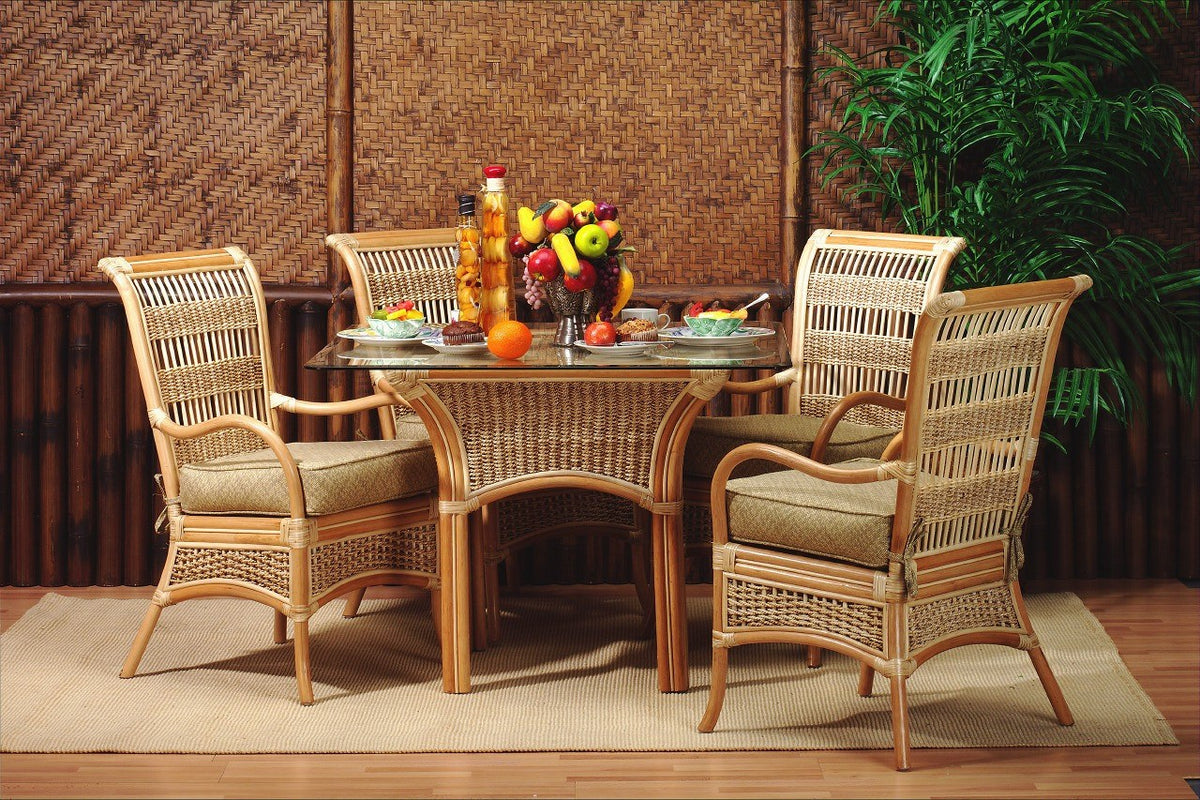 Spice Islands Spice Island Dining Table (With Glass) Natural Dining Table - Rattan Imports