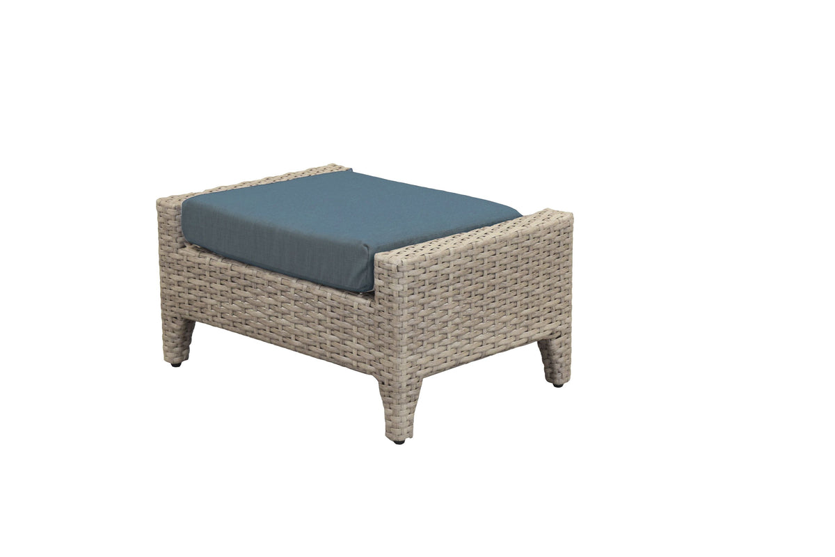 Forever Patio Cavalier Wicker Ottoman in Buff