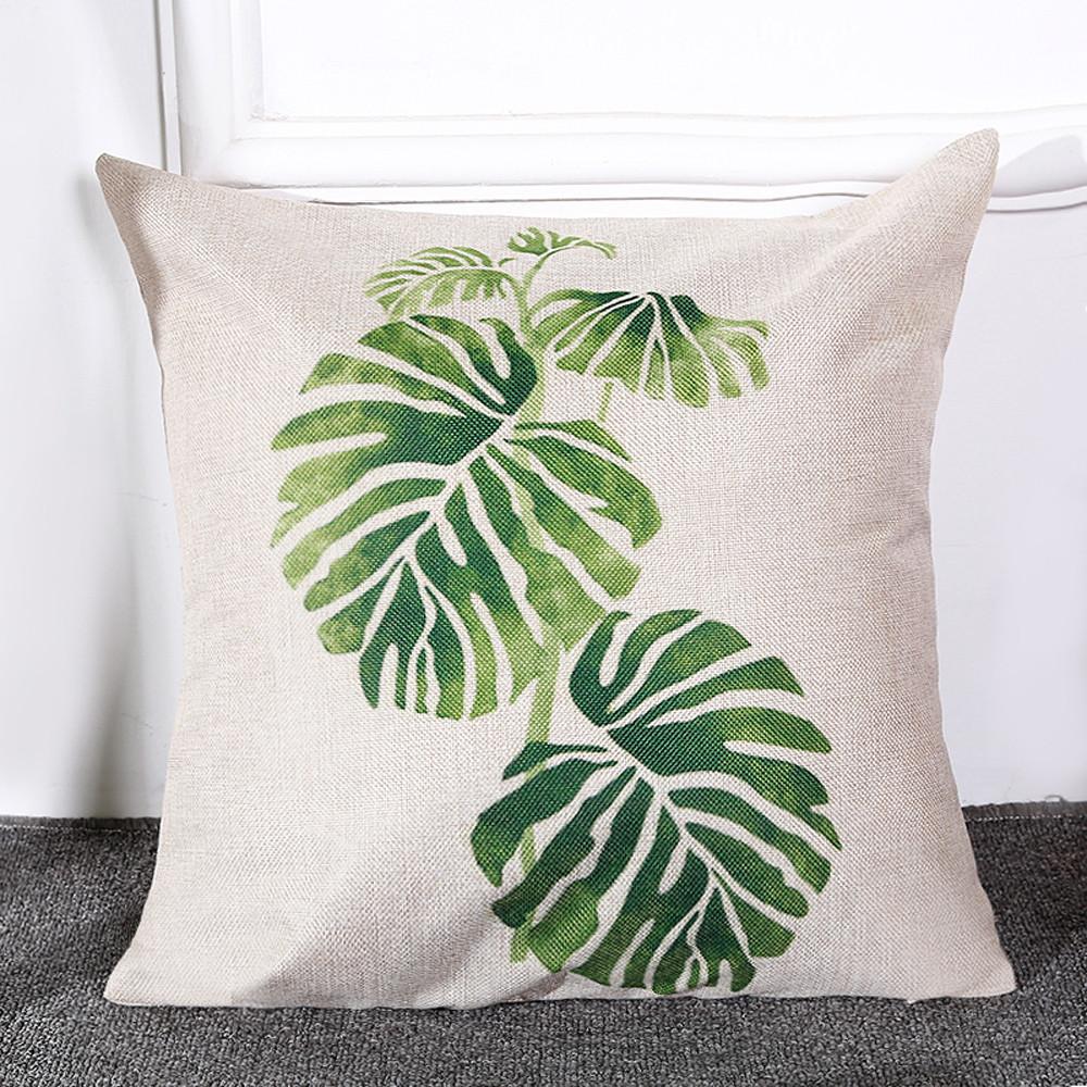 Rattan Imports Pastoral Style &quot;Leafy Green&quot; Square Toss Pillow Cover Pillow - Rattan Imports