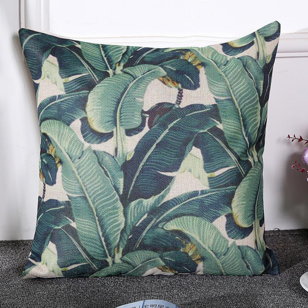 Rattan Imports Pastoral Style &quot;Leafy Green&quot; Square Toss Pillow Cover Pillow - Rattan Imports