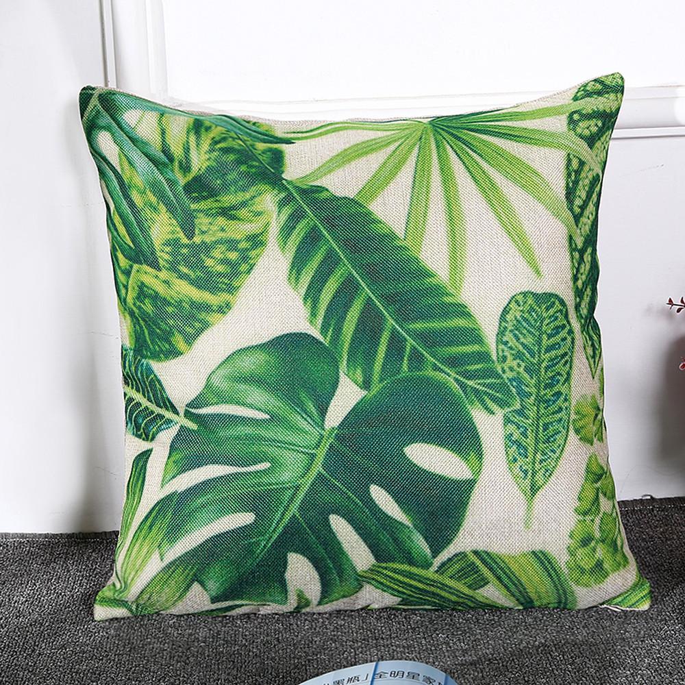 Rattan Imports Pillow 450mm*450mm / B Pastoral Style &quot;Leafy Green&quot; Square Toss Pillow Cover