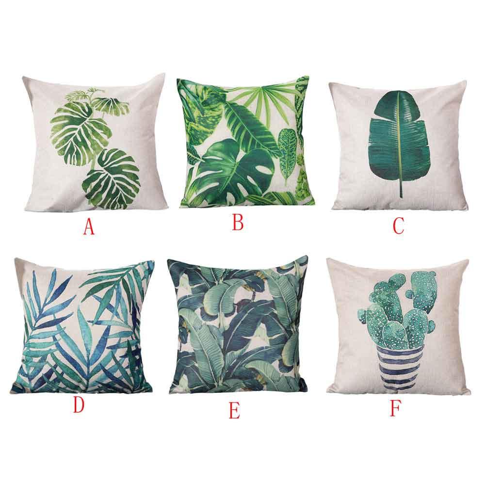 Rattan Imports Pillow Pastoral Style &quot;Leafy Green&quot; Square Toss Pillow Cover