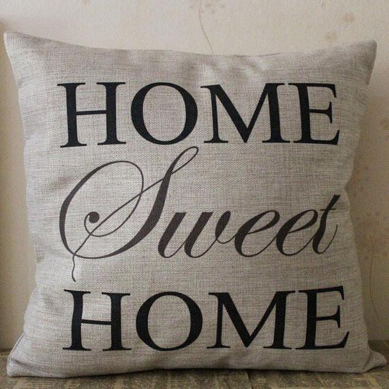 Rattan Imports Pillow Square Decorative Throw Pillow Cover "Home Sweet Home"