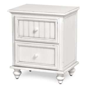 Two drawer Monaco nightstand in Blanc, front angle