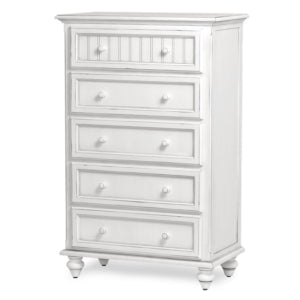 Monaco 5 drawer chest in Blanc on turned feet