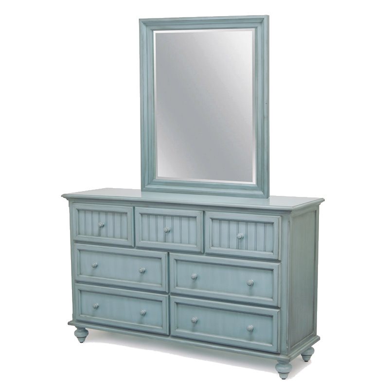 blue rattan dresser Lifestorey Taylor 6-Drawer Dresser with Natural Cane