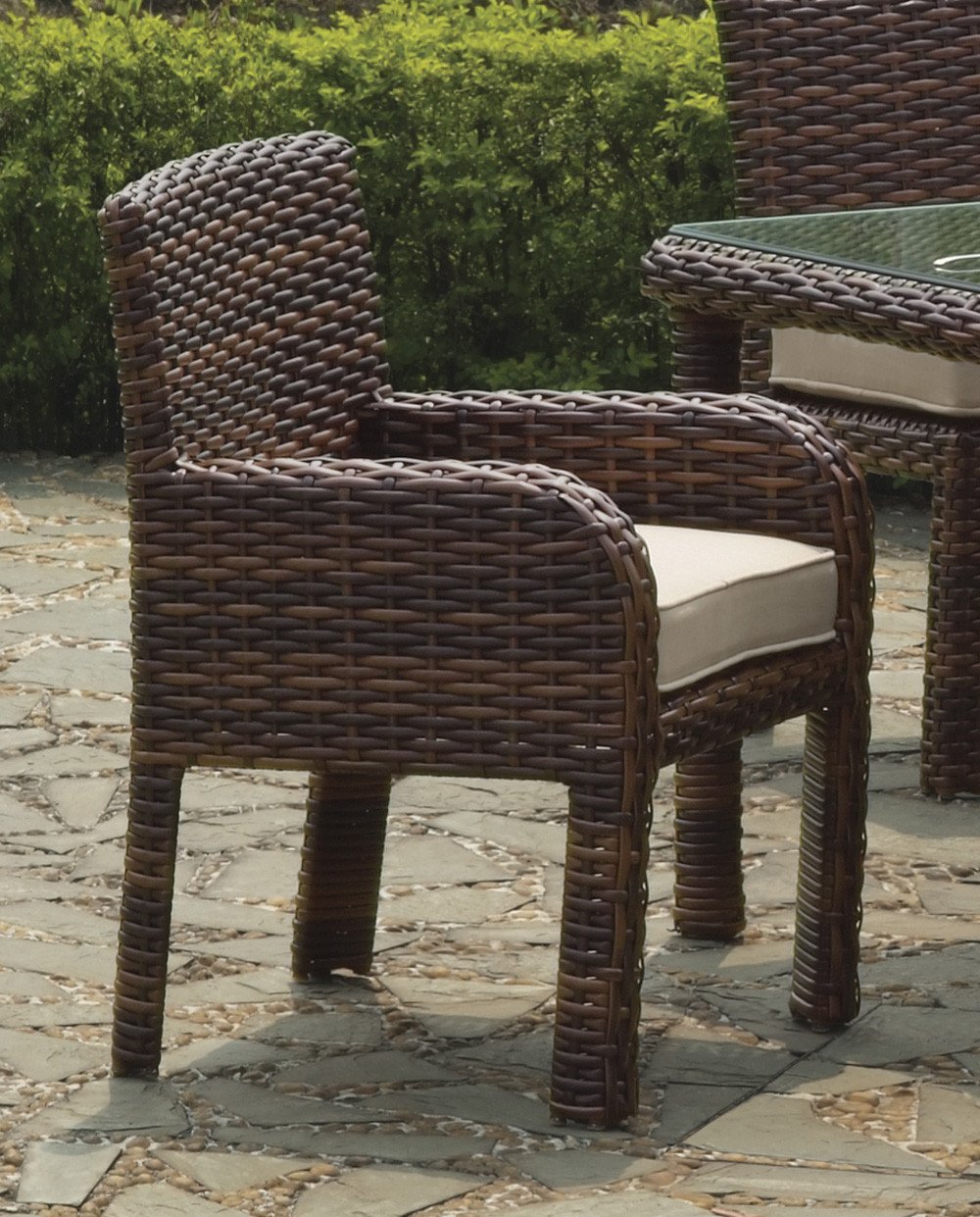 South Sea Rattan Chair Stone South Sea Rattan St. Tropez Dining Arm Chair