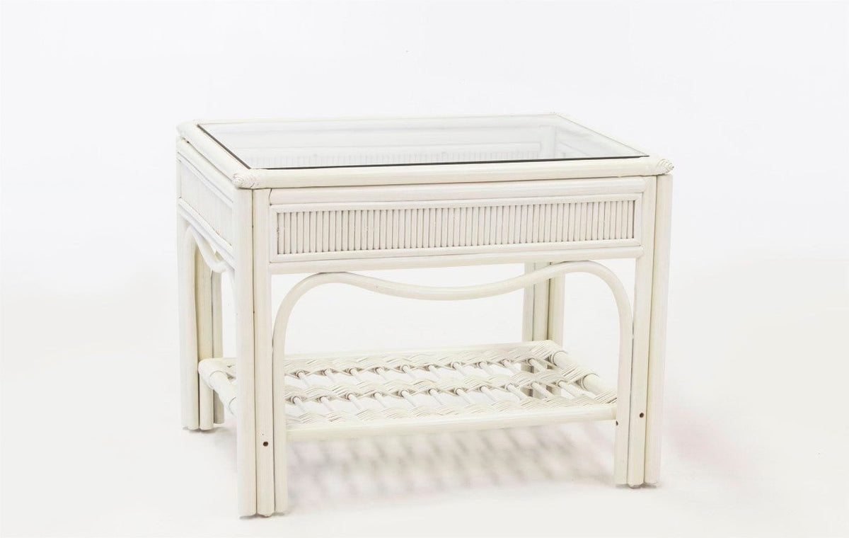 South Sea Rattan End Table Whitewash South Sea Rattan Bermuda End Table
