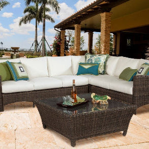 South Sea Rattan Seating Set South Sea Rattan Panama 4-Piece Resin Wicker Conversation Set