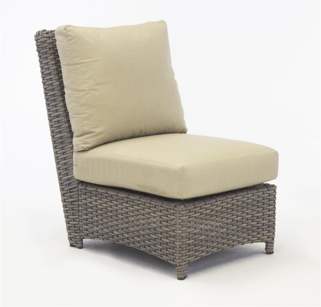 South Sea Rattan Sectional Piece Tobacco South Sea Rattan St. Tropez Sectional Armless Piece