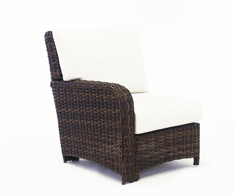 Tobacco St. Tropez left-side facing end with white cushions