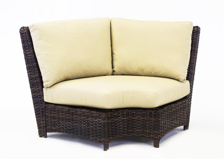 Tobacco St. Tropez wedge corner with pale yellow seat and back cushions