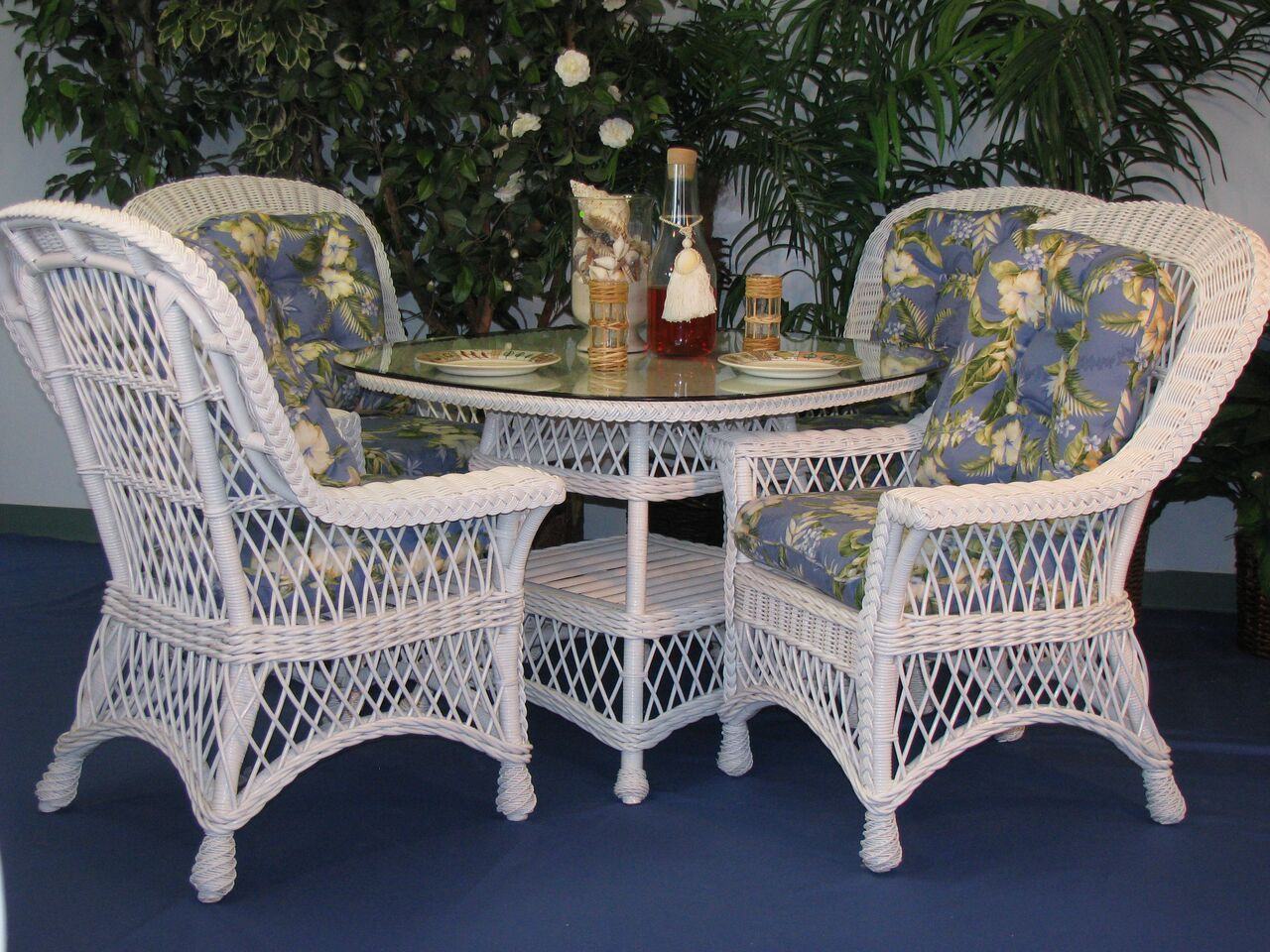 Spice Islands Dining Set Spice Islands Bar Harbor 5 Piece Dining Set In White With 42" Glass By Spice Islands Wicker