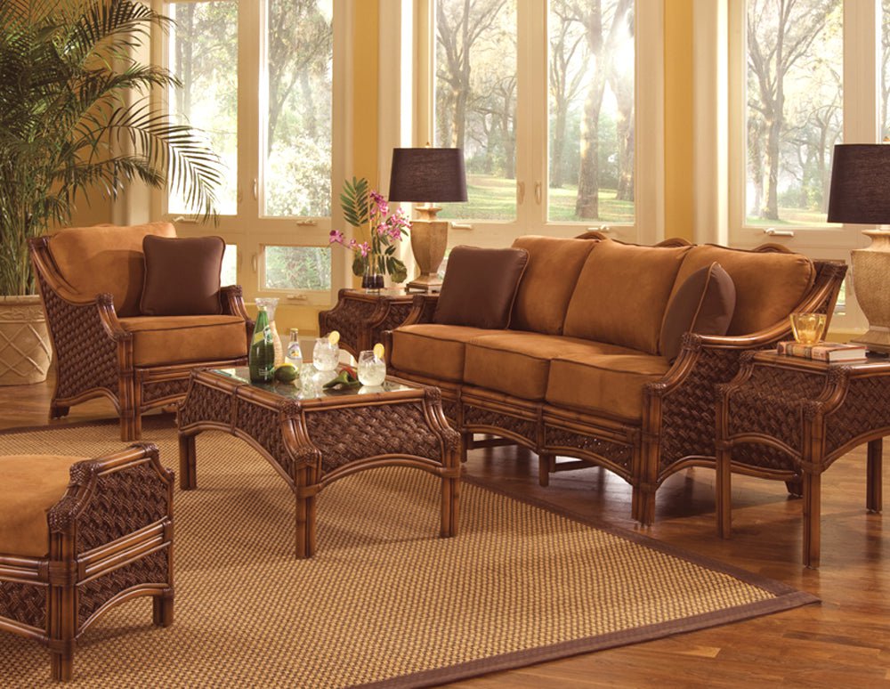 Spice Islands Indoor Seating Set Spice Islands Wicker Mauna Loa 6 Piece Rattan Seating Set in Brownwash Finish